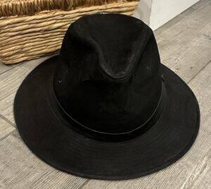 Henschel Hatquarters Black Suede Leather Hat 3XL Made in USA Fedora Outback